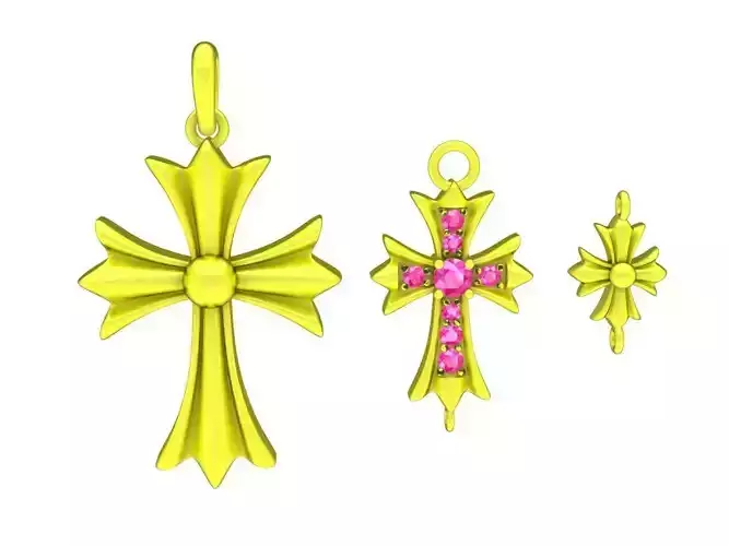A7442 Set Diamond Cross Pendant 3D Model