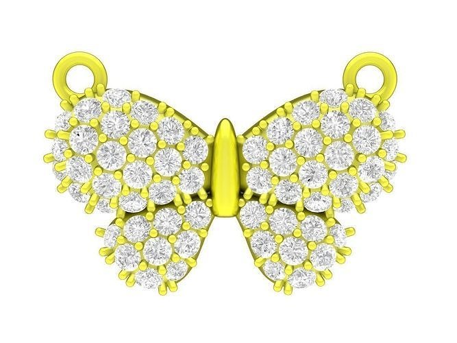 7444 diamond butterfly pendant necklace 3D print model
