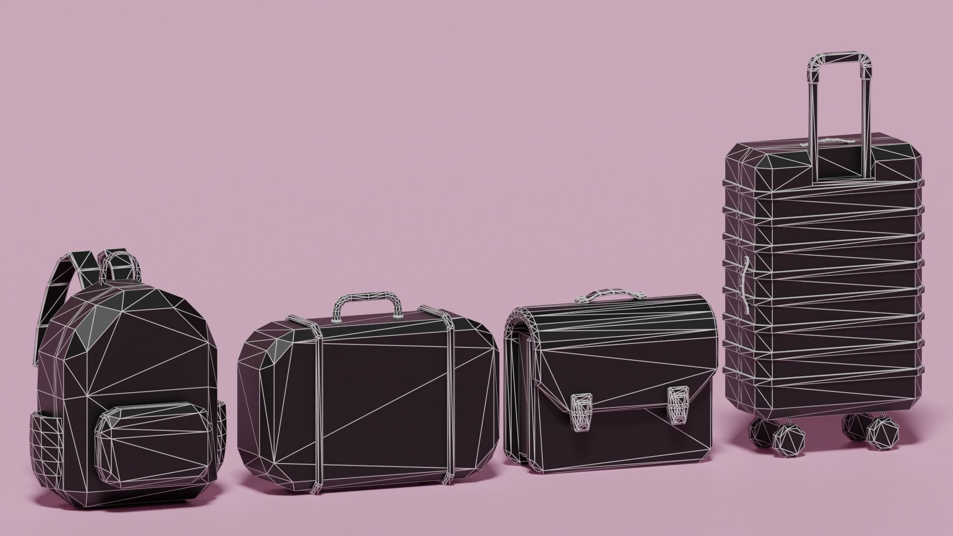 Cartoon Lowpoly Bag Collection 3D model_8