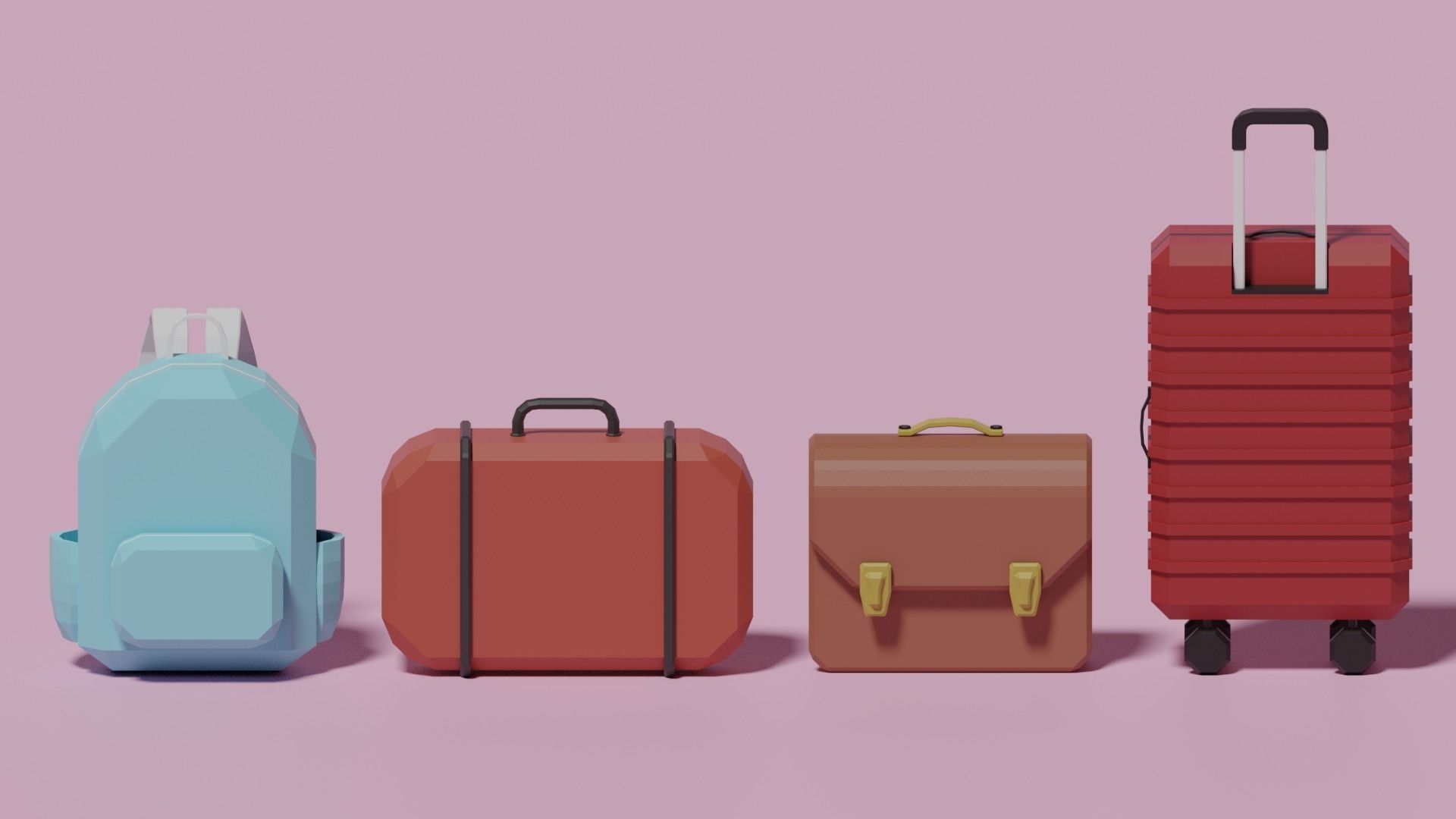 Cartoon Lowpoly Bag Collection 3D model_2
