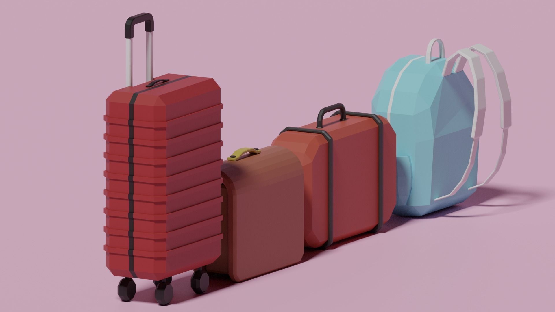 Cartoon Lowpoly Bag Collection 3D model_5