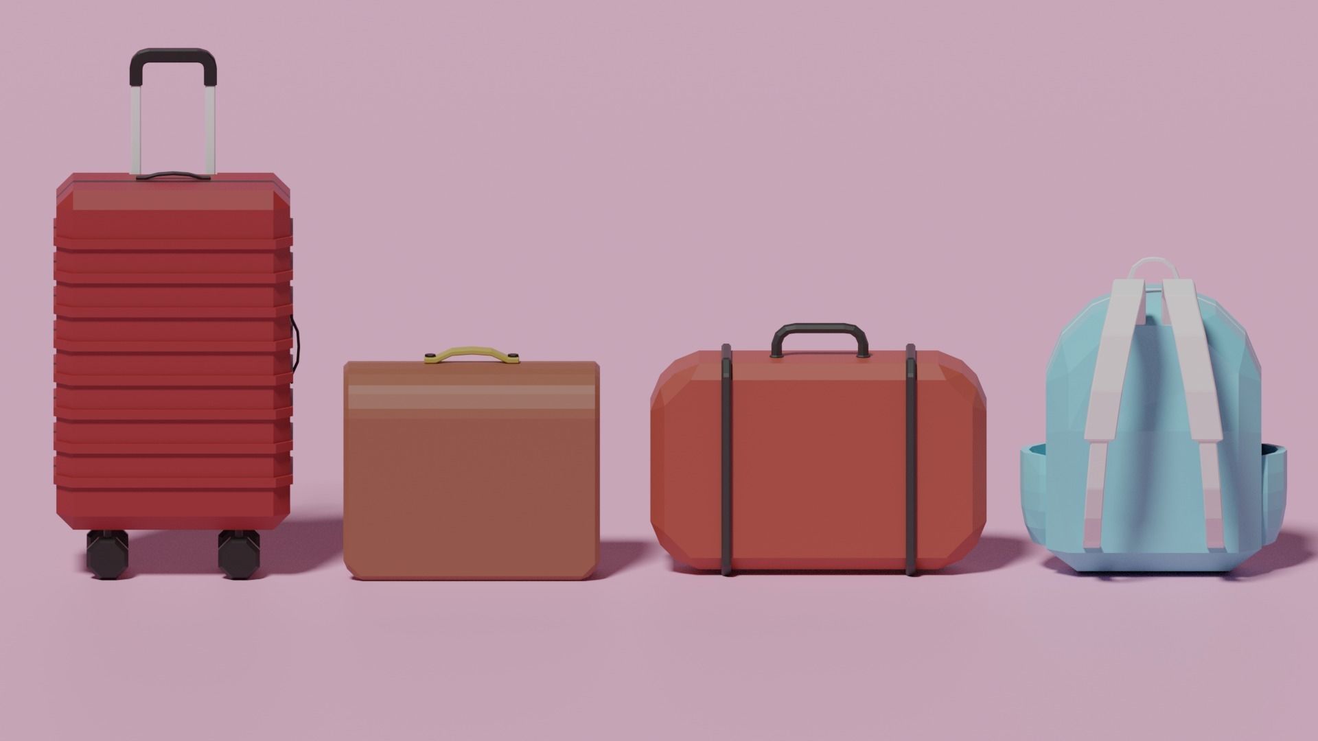 Cartoon Lowpoly Bag Collection 3D model_6