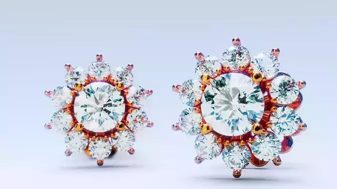 Diamond Halo Stud Earrings