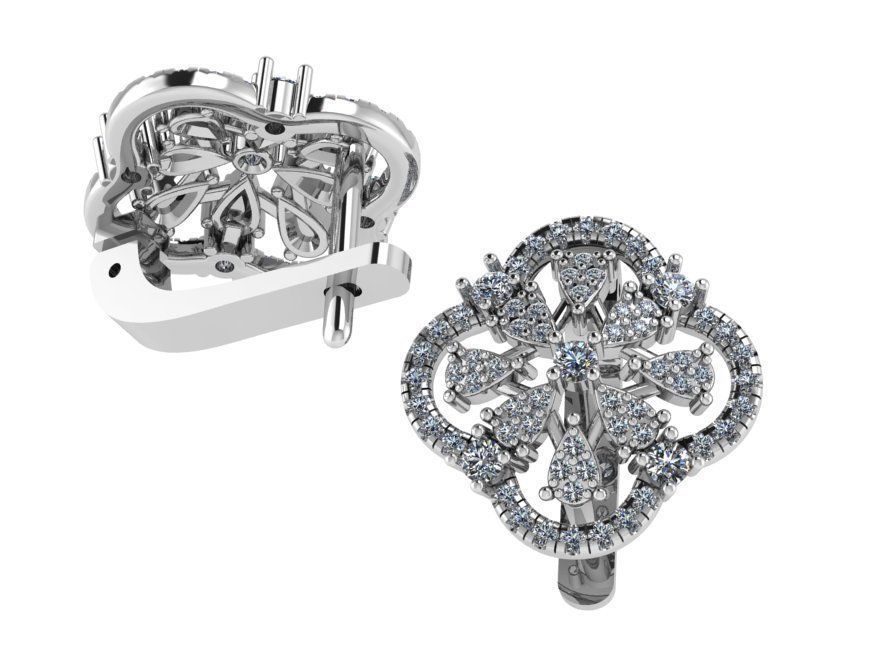 Four Leaf Flower Earring-Ring Set 0425 3D print model_3