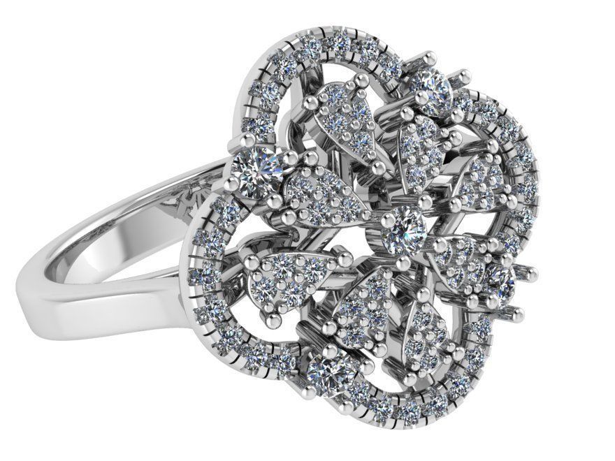 Four Leaf Flower Earring-Ring Set 0425 3D print model_2