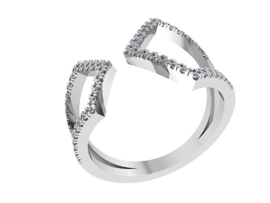 Geometrical Shaped Diamond Earring Ring Set 0430 3D print model_2