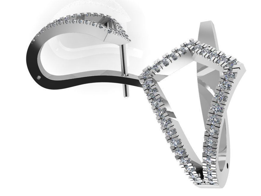 Geometrical Shaped Diamond Earring Ring Set 0430 3D print model_3