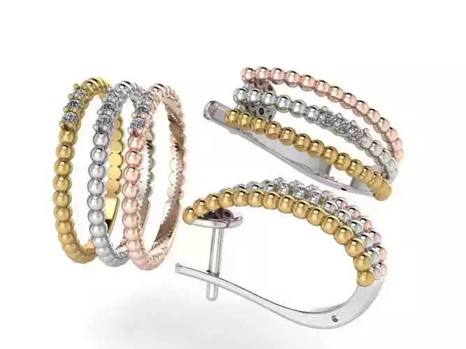 Milgrain Earring Ring Set 0433