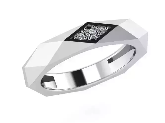 Rhombus Shape Band Ring 0435