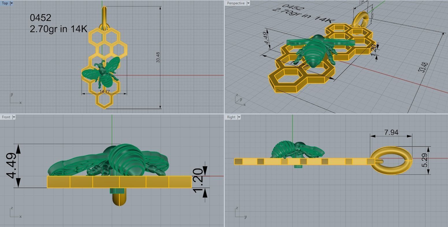 Beehive and Bee Pendant 0452 3D print model_4