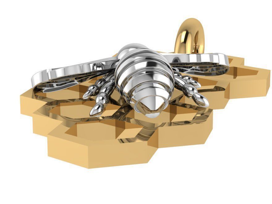 Beehive and Bee Pendant 0452 3D print model_1