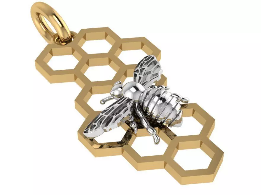 Beehive and Bee Pendant 0452 3D print model_0