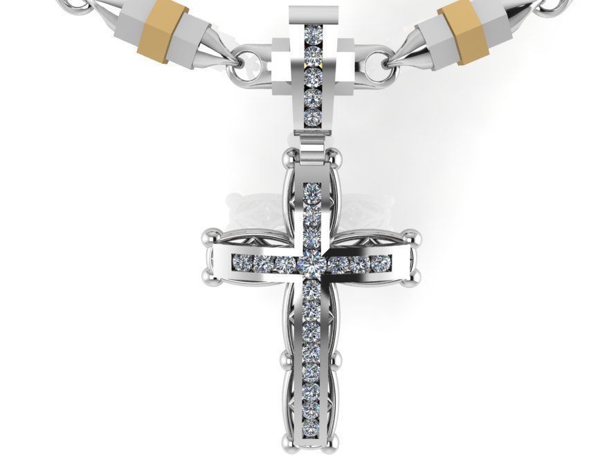 Cross Pendant With Chain 0455 3D print model_1
