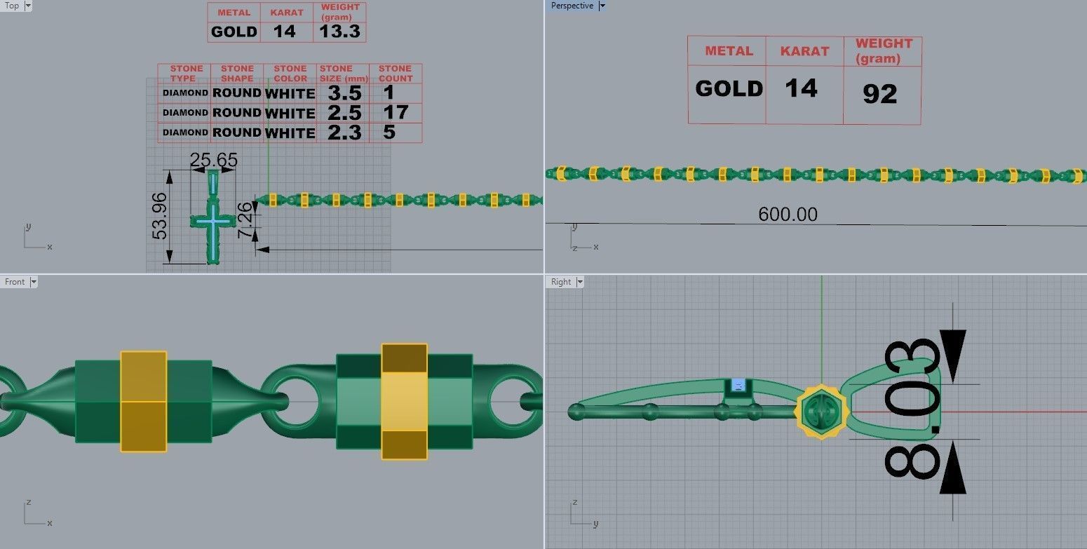Cross Pendant With Chain 0455 3D print model_4