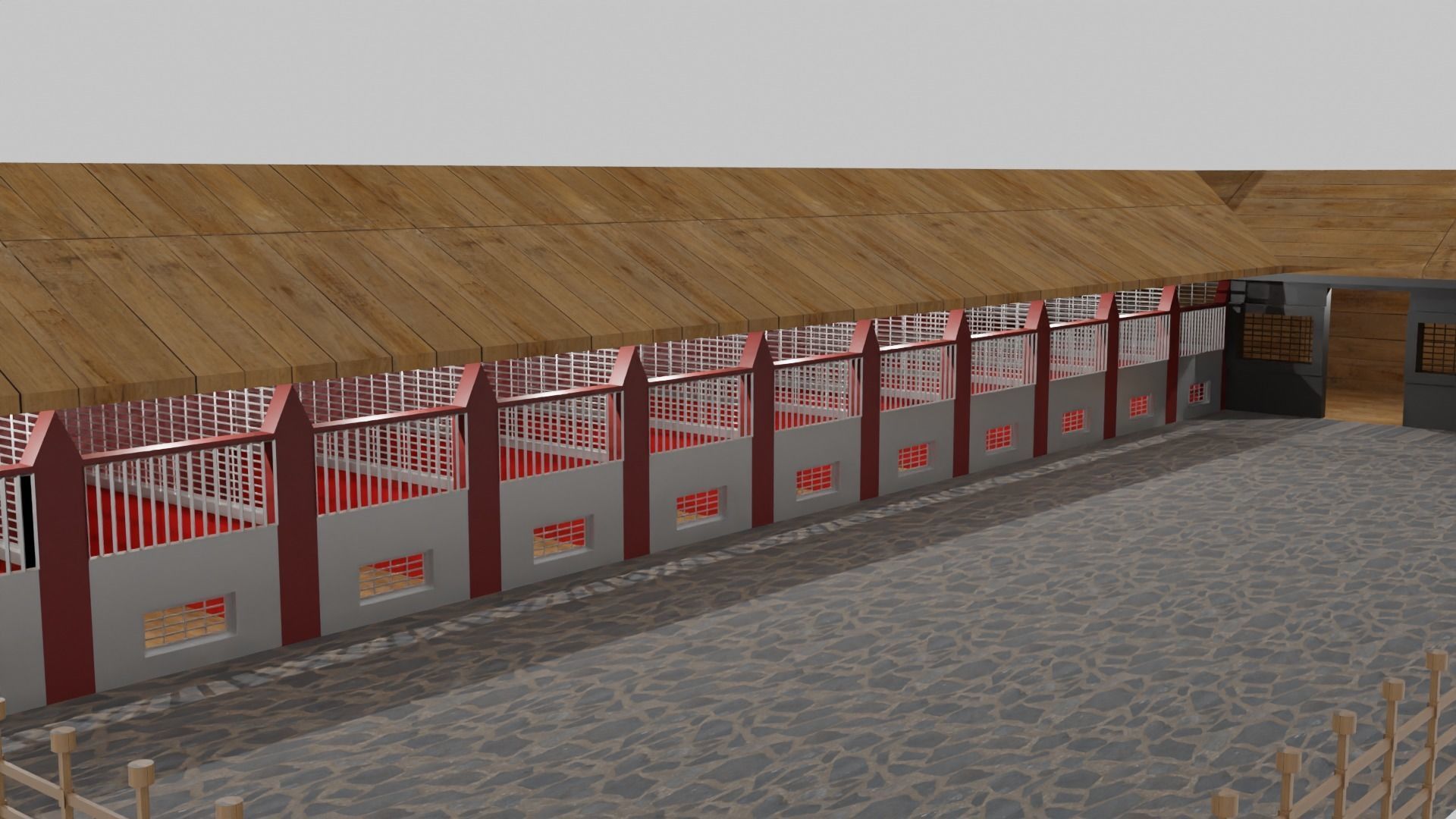 Horse Stable Low-poly 3D model_2