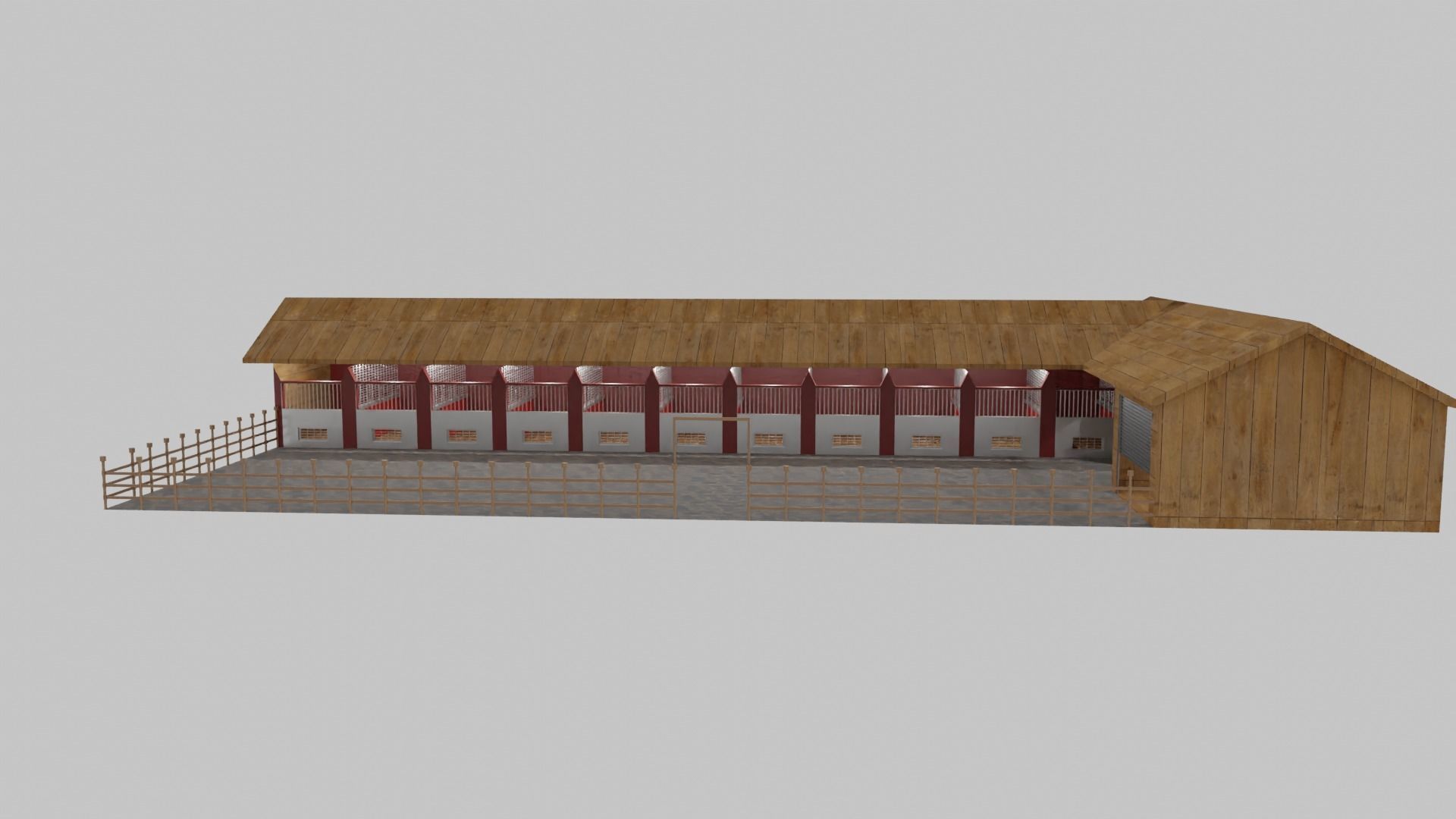 Horse Stable Low-poly 3D model_1