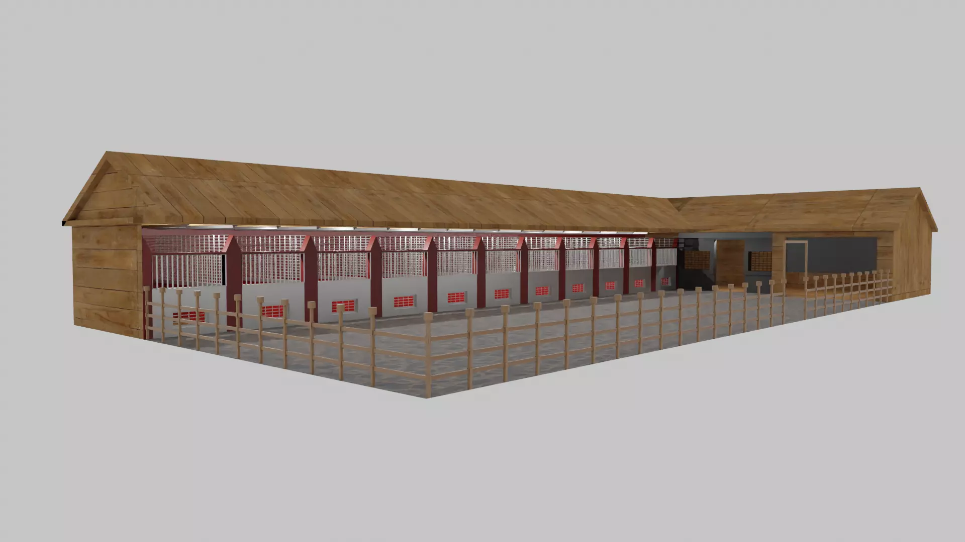 Horse Stable Low-poly 3D model_0