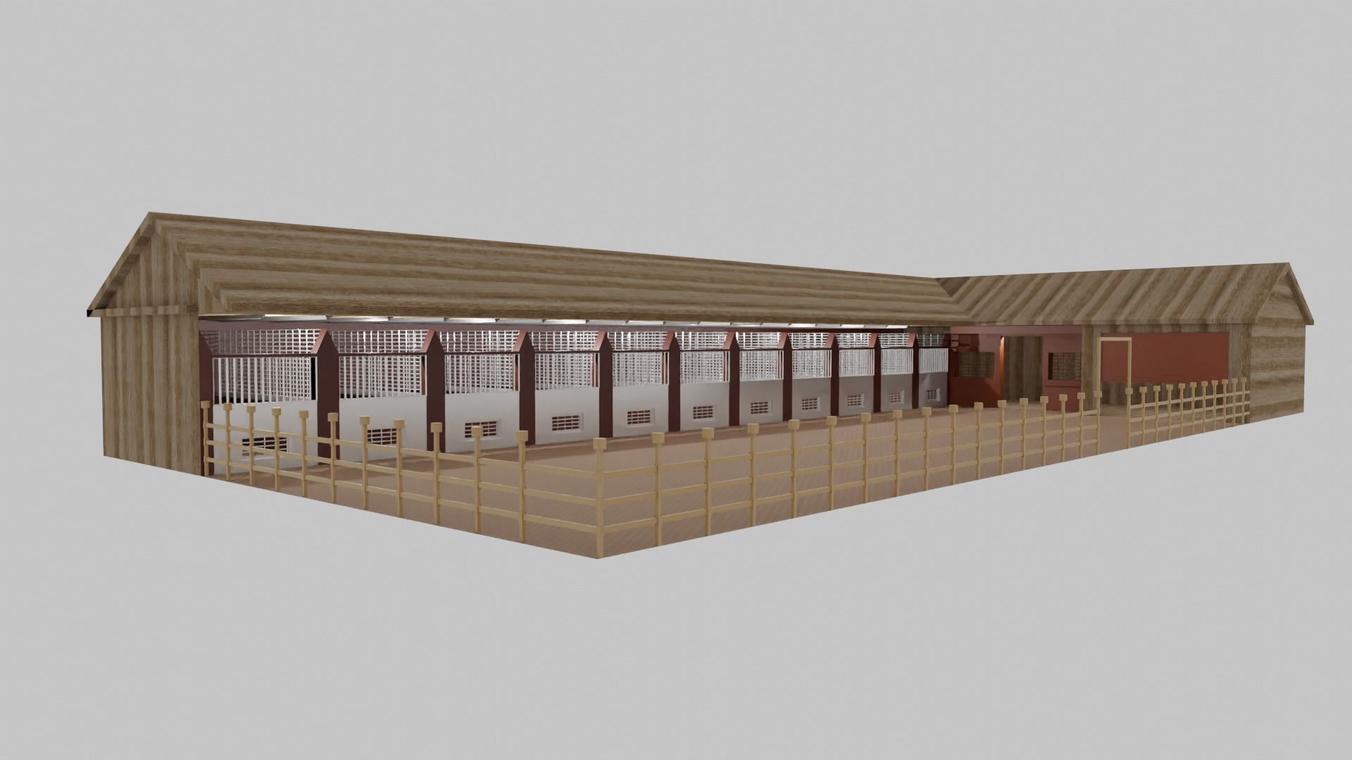 Horse Stable Low-poly 3D model_2