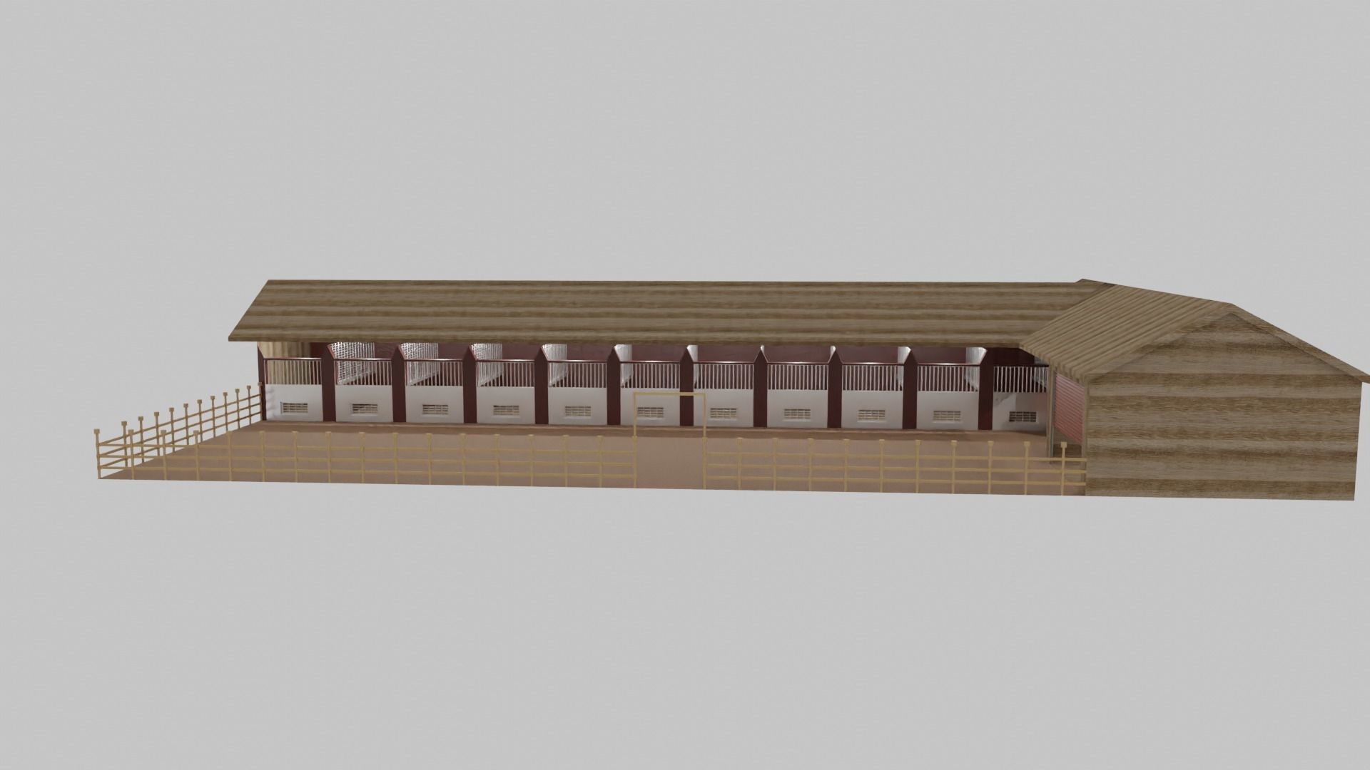 Horse Stable Low-poly 3D model_1