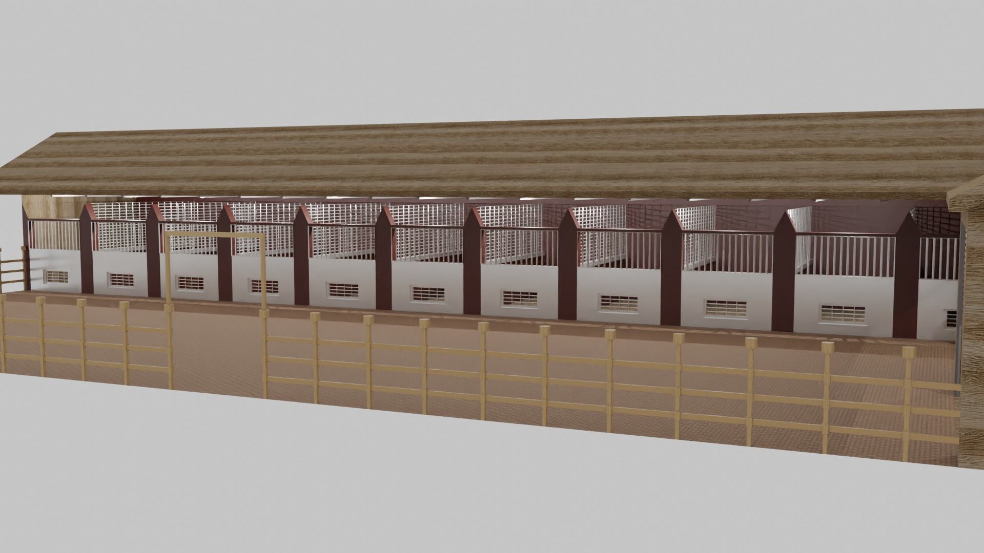 Horse Stable Low-poly 3D model_6