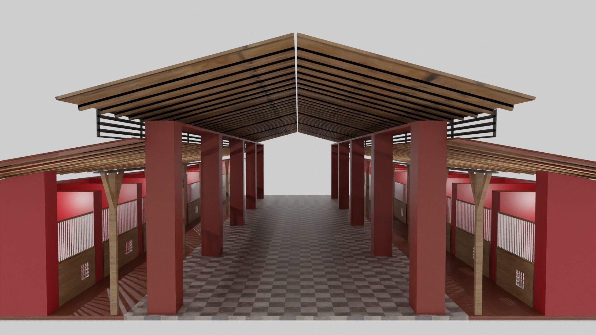 Horse Stable Low-poly 3D model_5