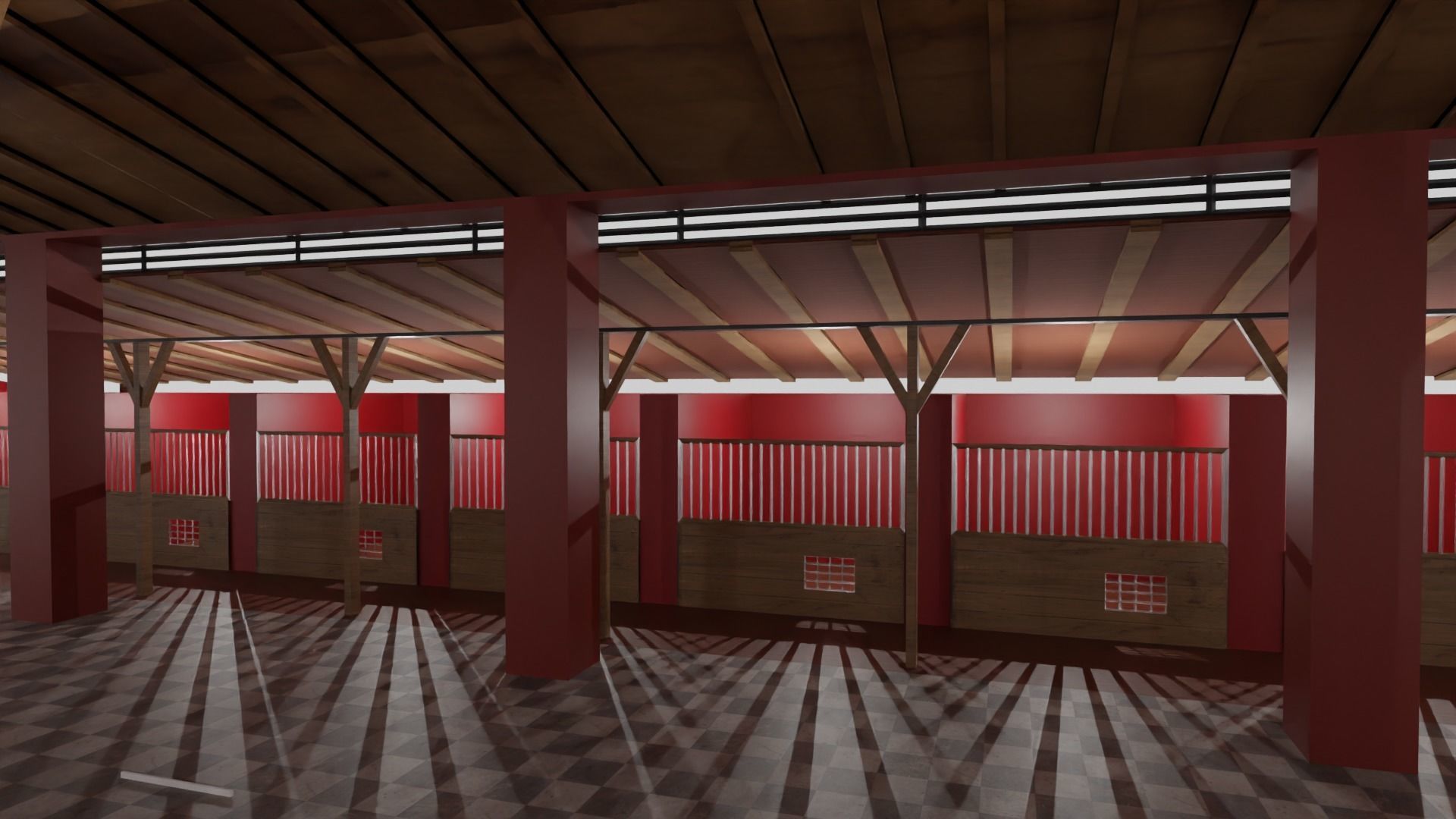 Horse Stable Low-poly 3D model_4