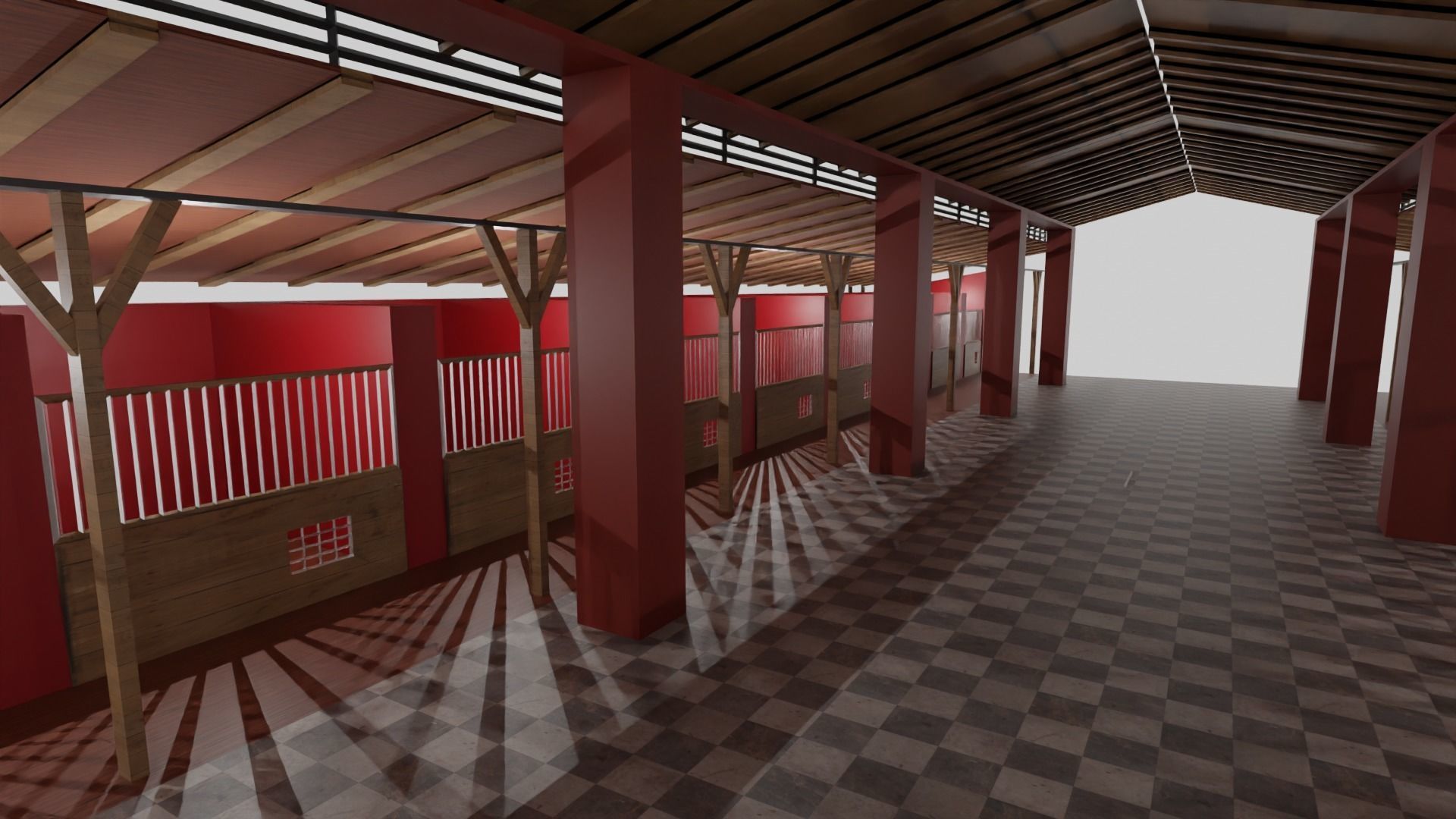 Horse Stable Low-poly 3D model_1