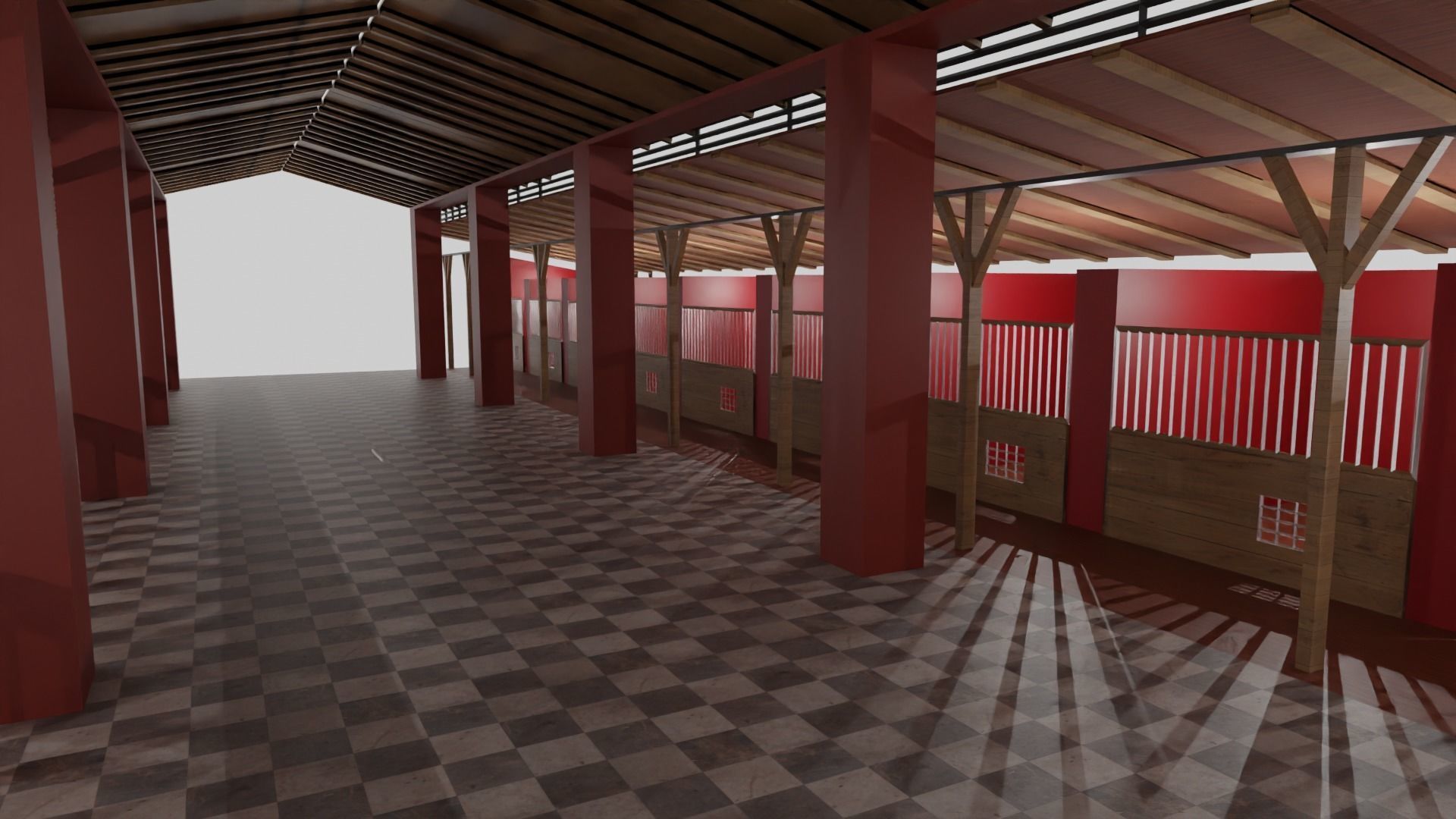 Horse Stable Low-poly 3D model_2