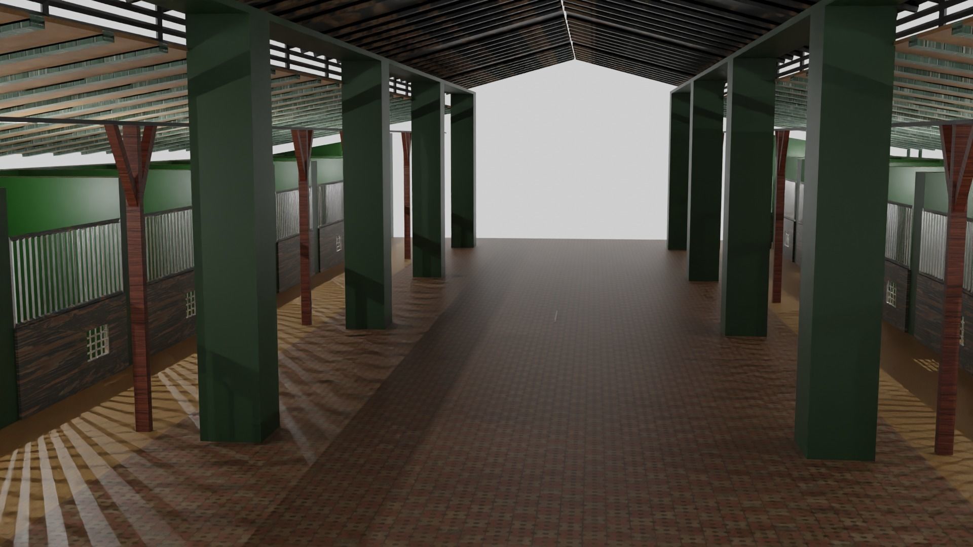 Horse Stable Low-poly 3D model_1