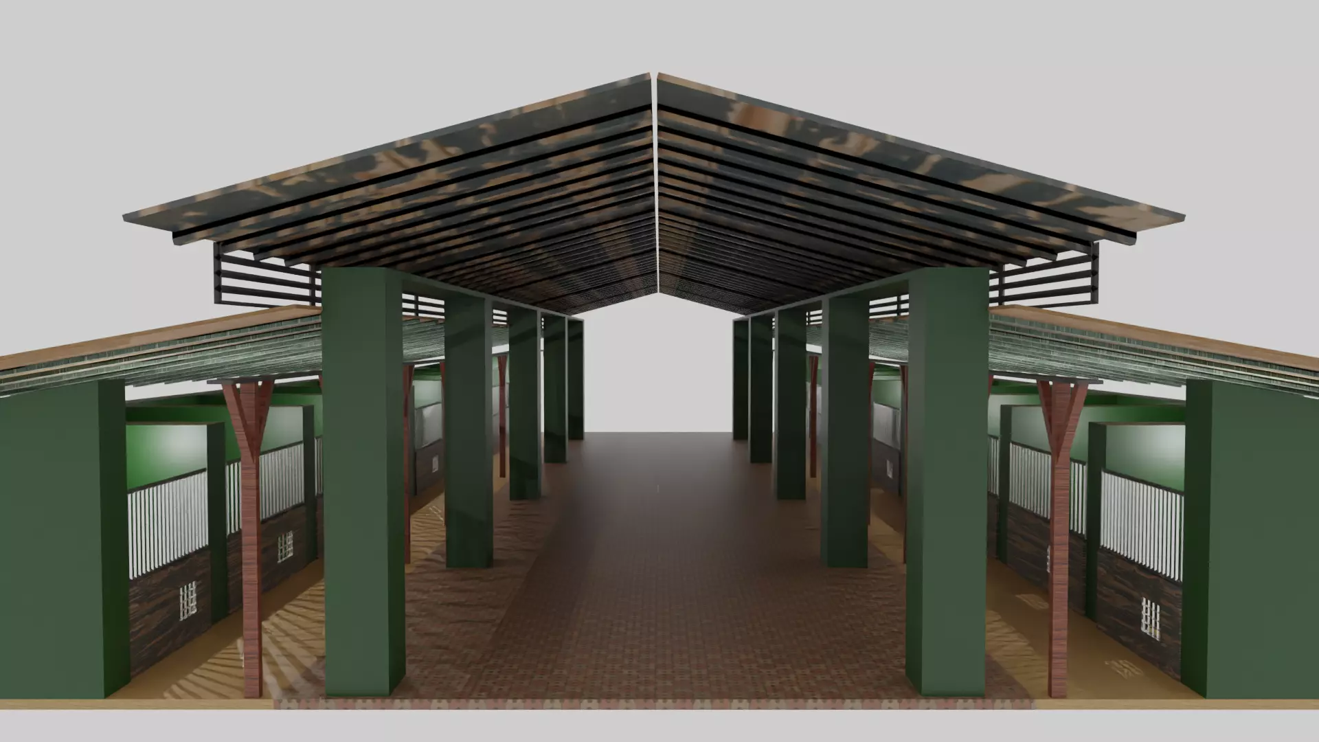 Horse Stable Low-poly 3D model_0