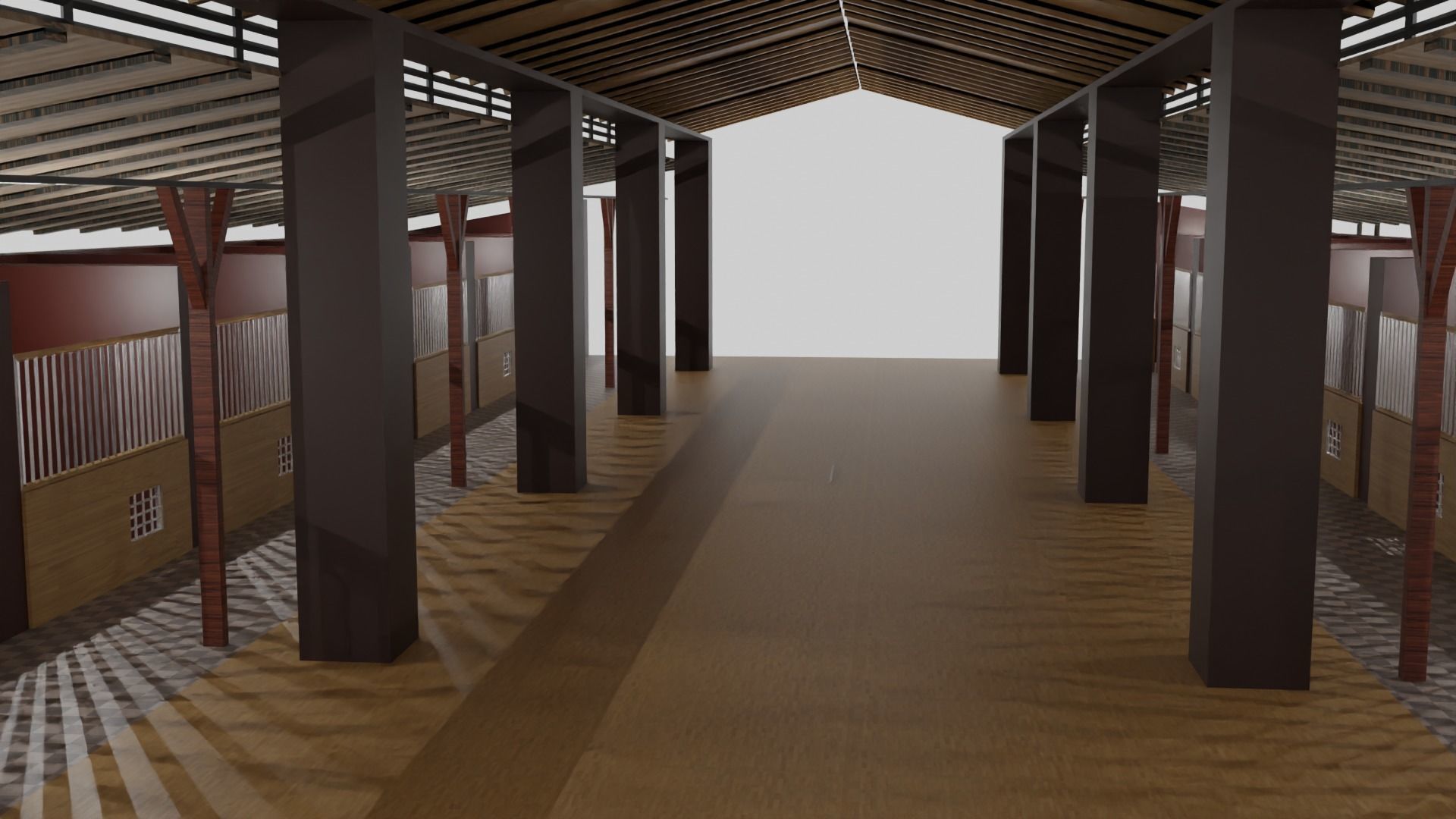 Horse Stable Low-poly 3D model_1