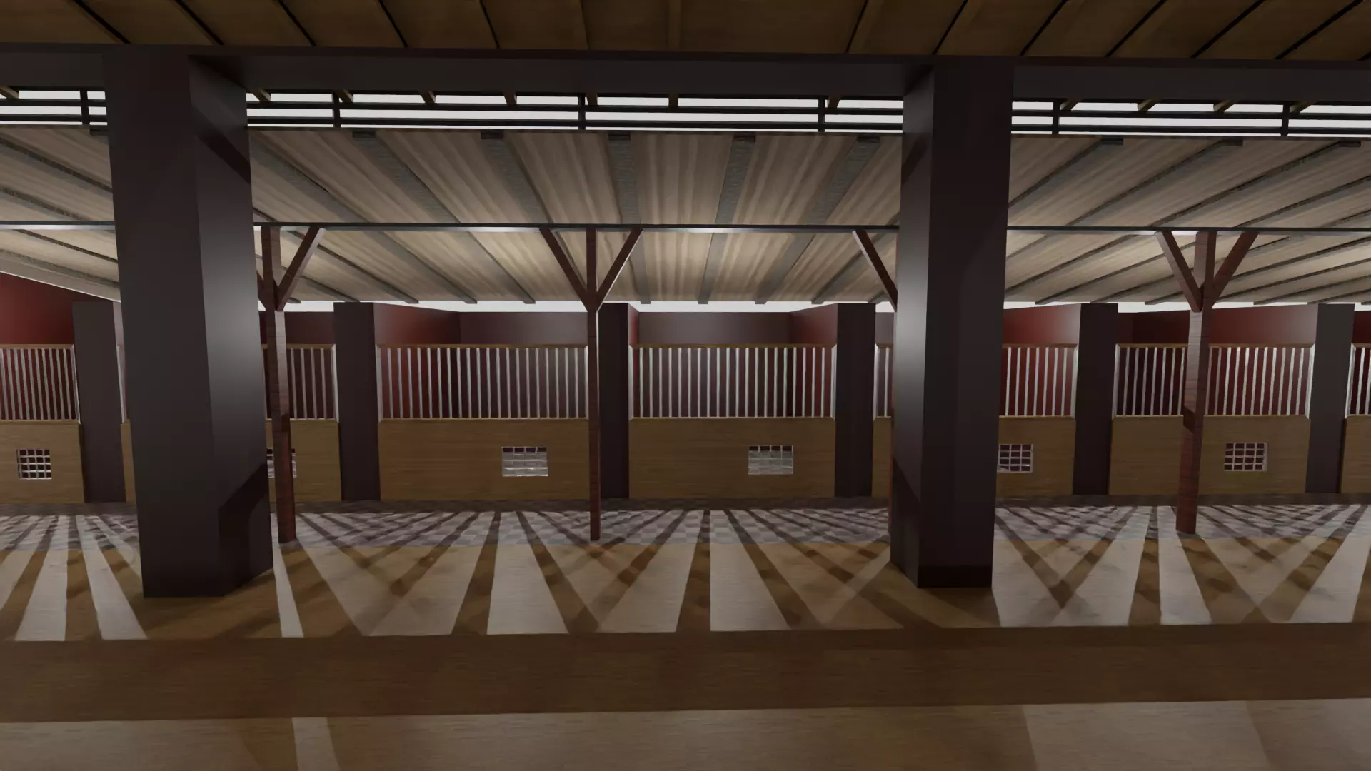 Horse Stable Low-poly 3D model_0