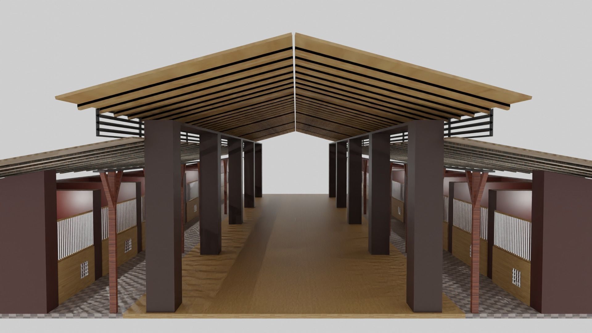 Horse Stable Low-poly 3D model_5