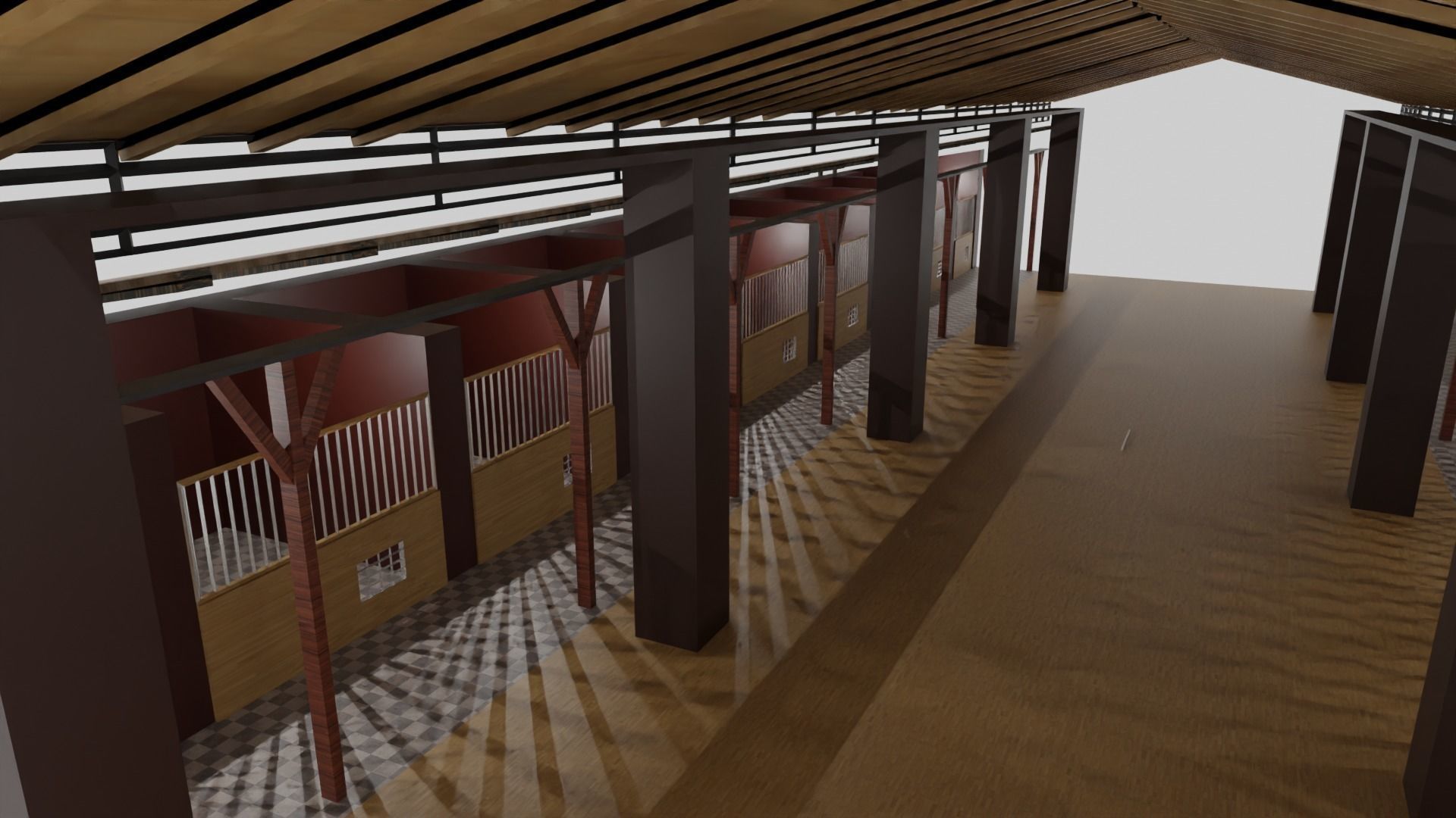 Horse Stable Low-poly 3D model_6