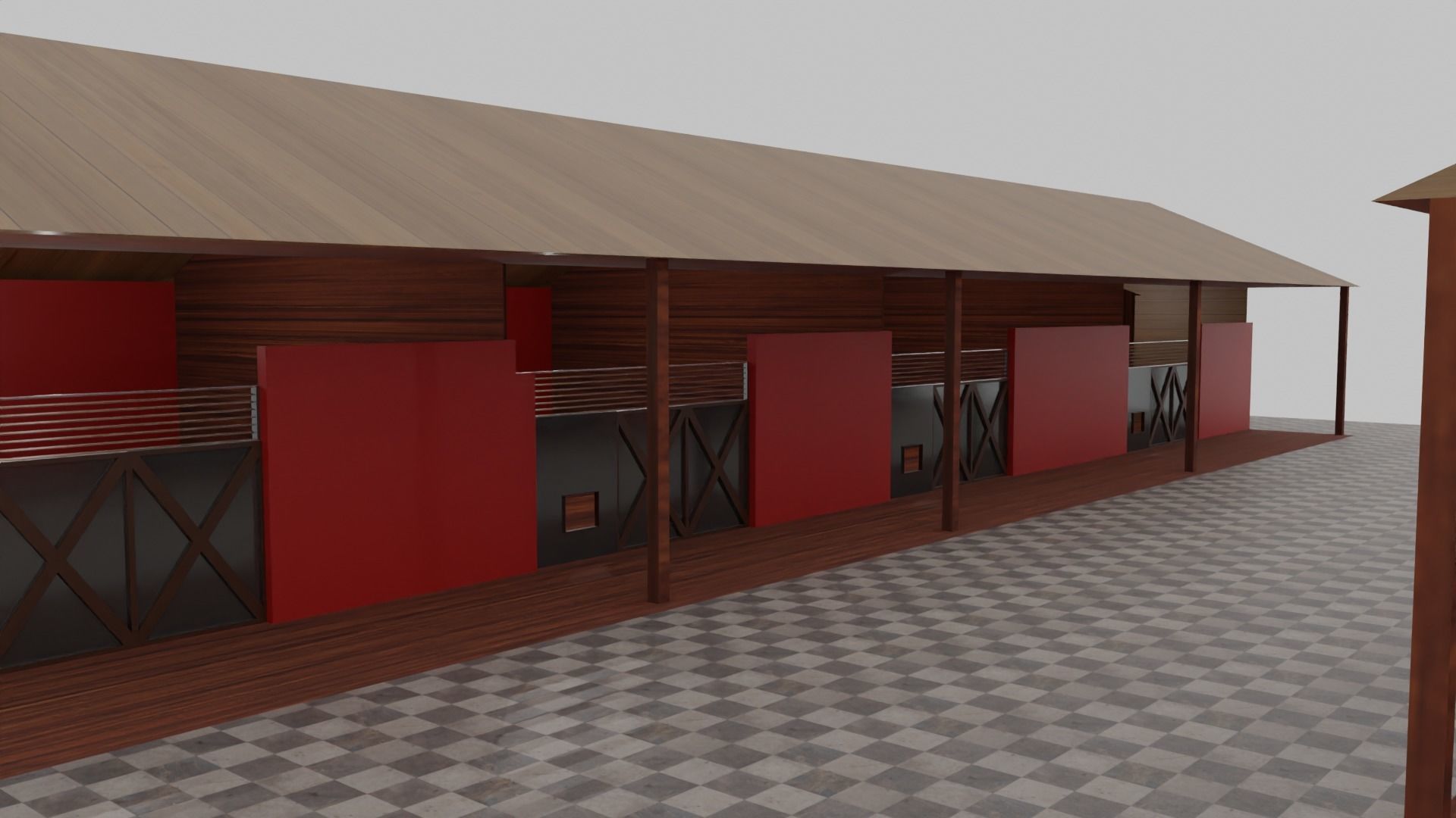 Horse Stable Low-poly 3D model_1