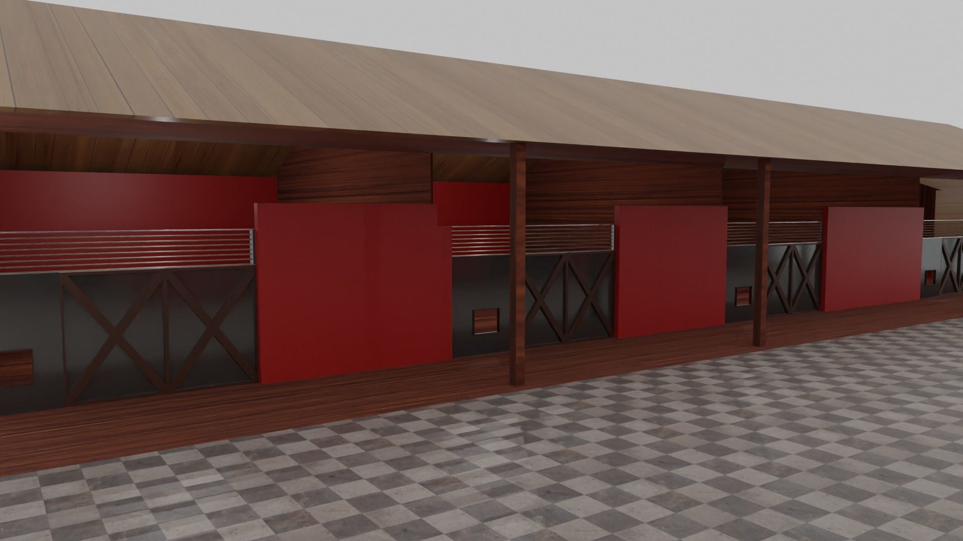 Horse Stable Low-poly 3D model_3