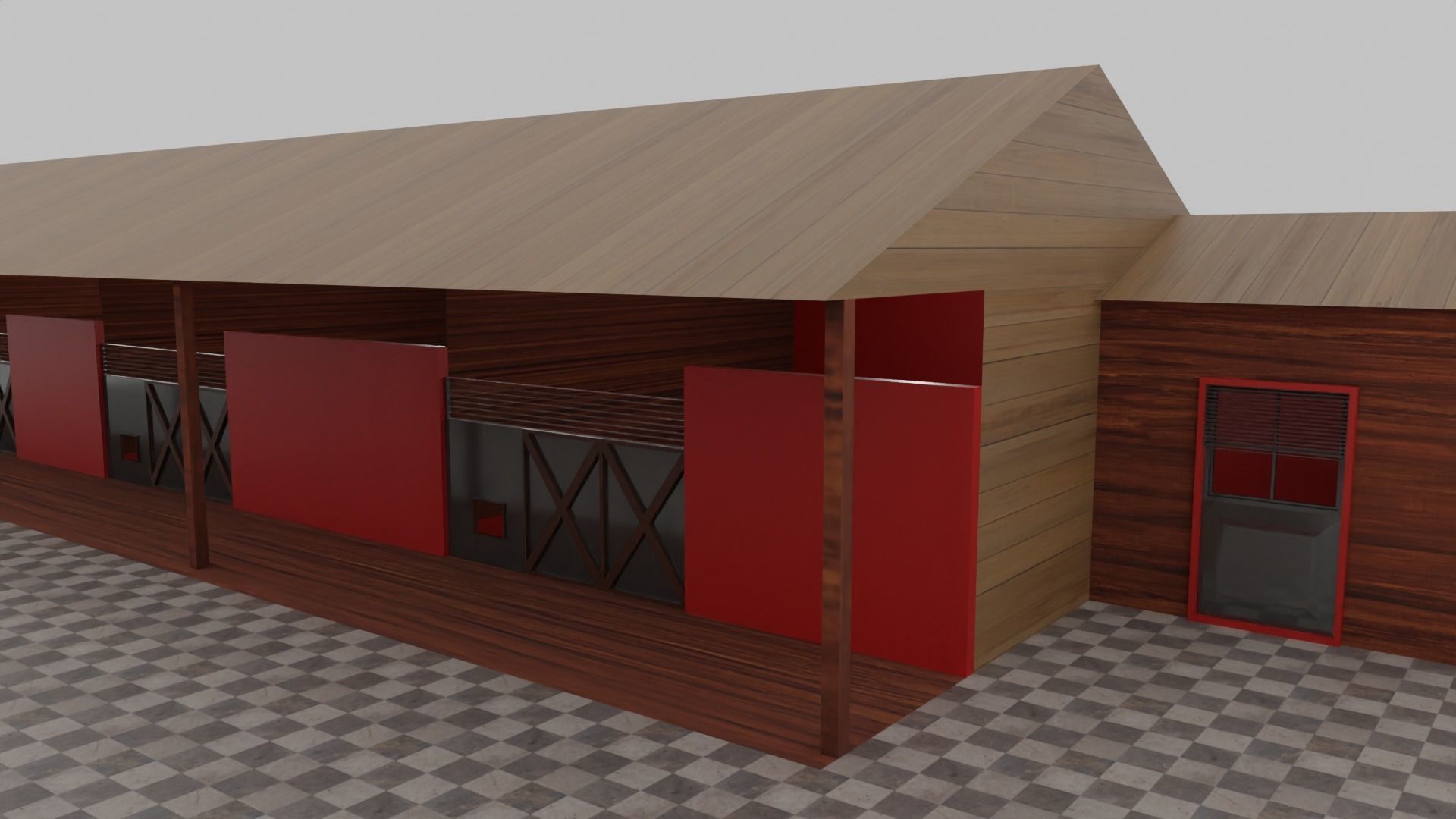 Horse Stable Low-poly 3D model_2
