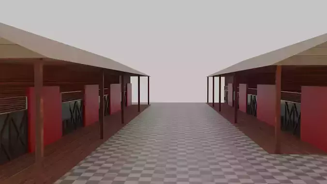 Horse Stable Low-poly 3D model