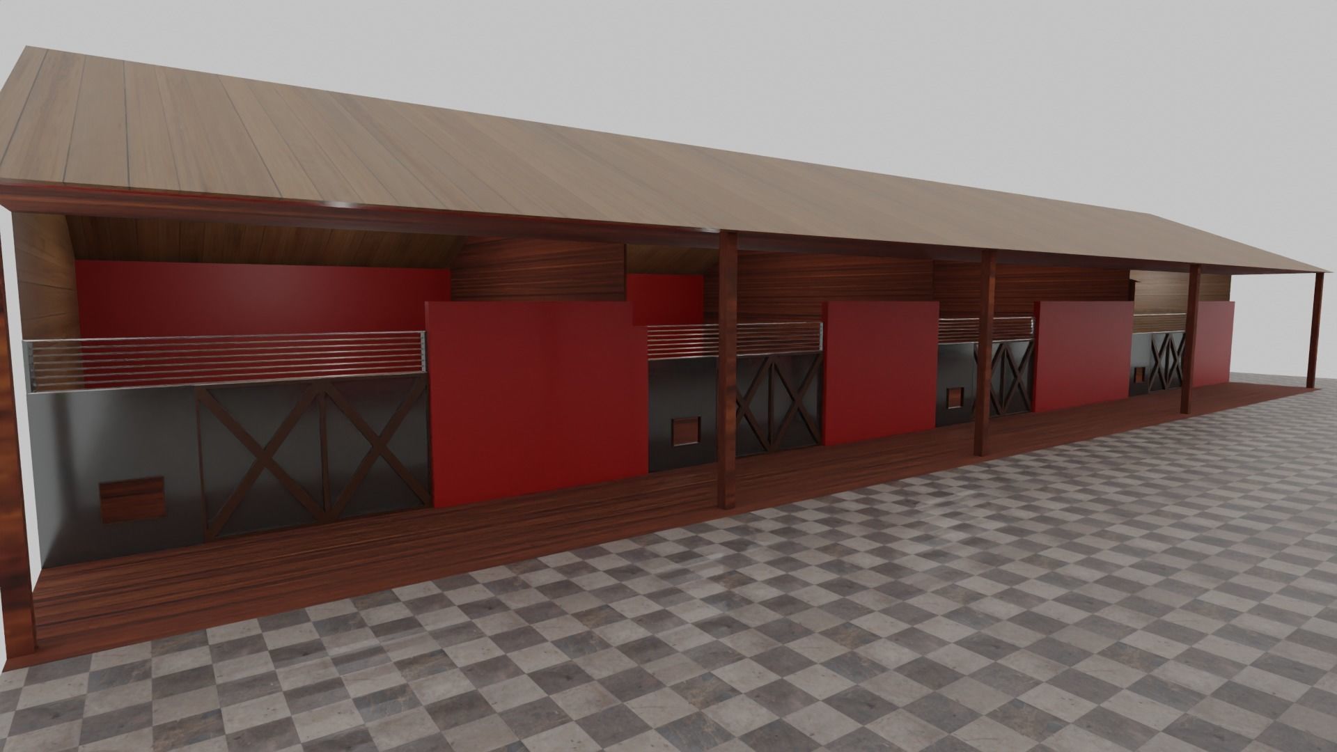 Horse Stable Low-poly 3D model_4