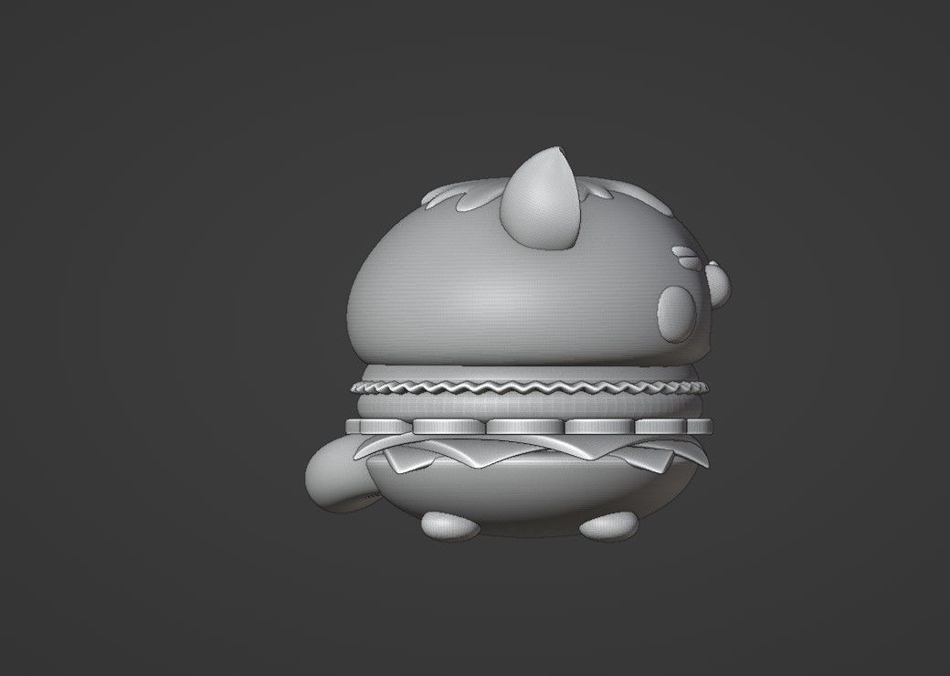 cute cat hamburger  3D print model_2