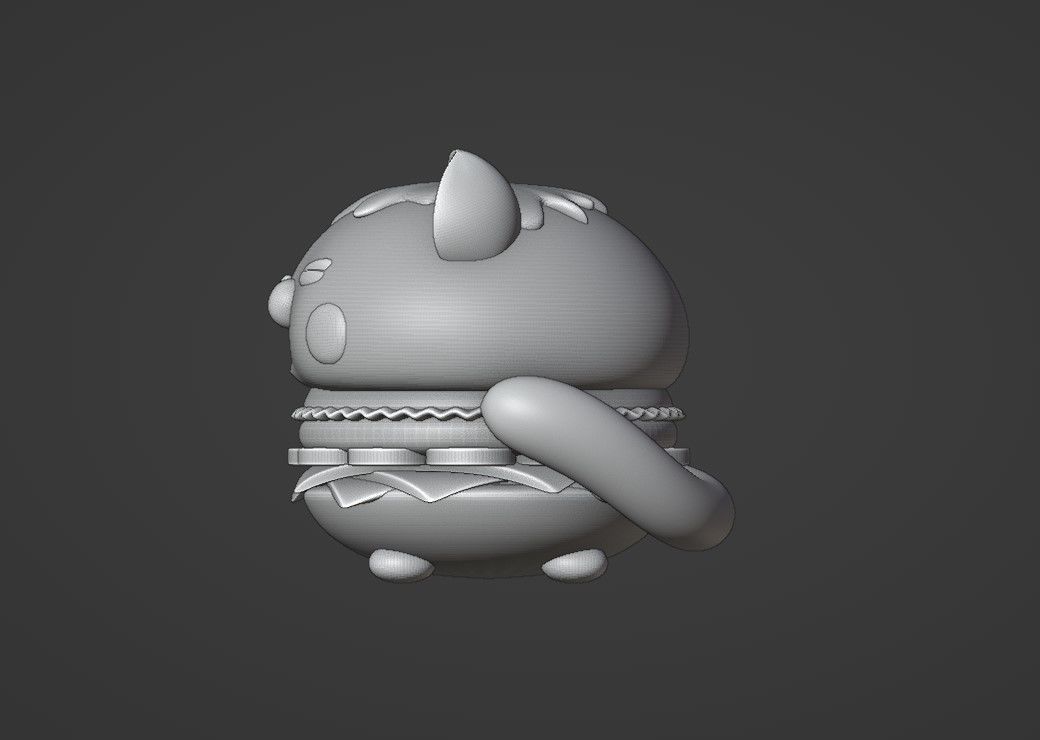 cute cat hamburger  3D print model_4
