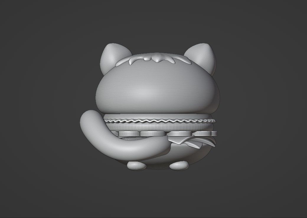 cute cat hamburger  3D print model_3