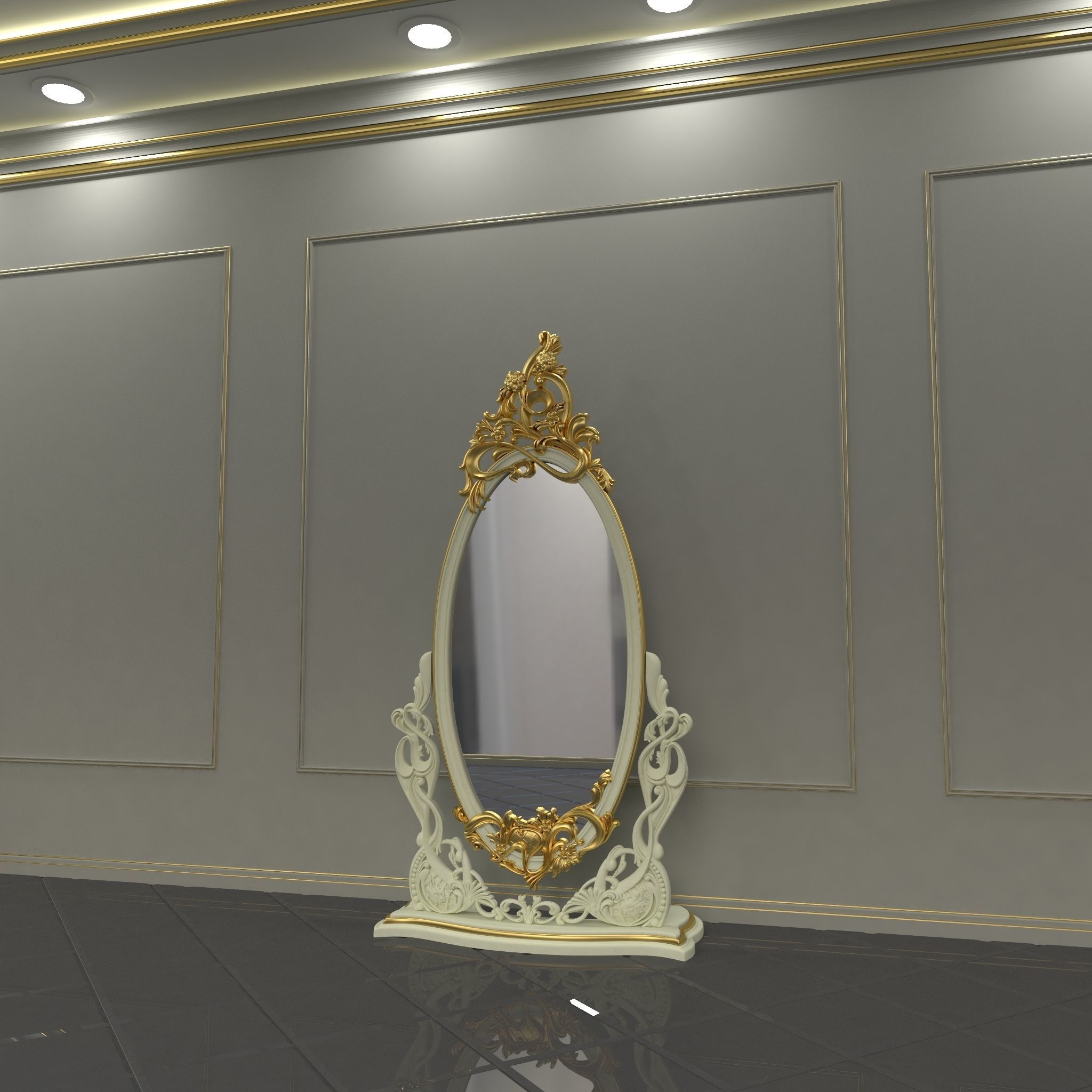 carved mirror 3D model_1