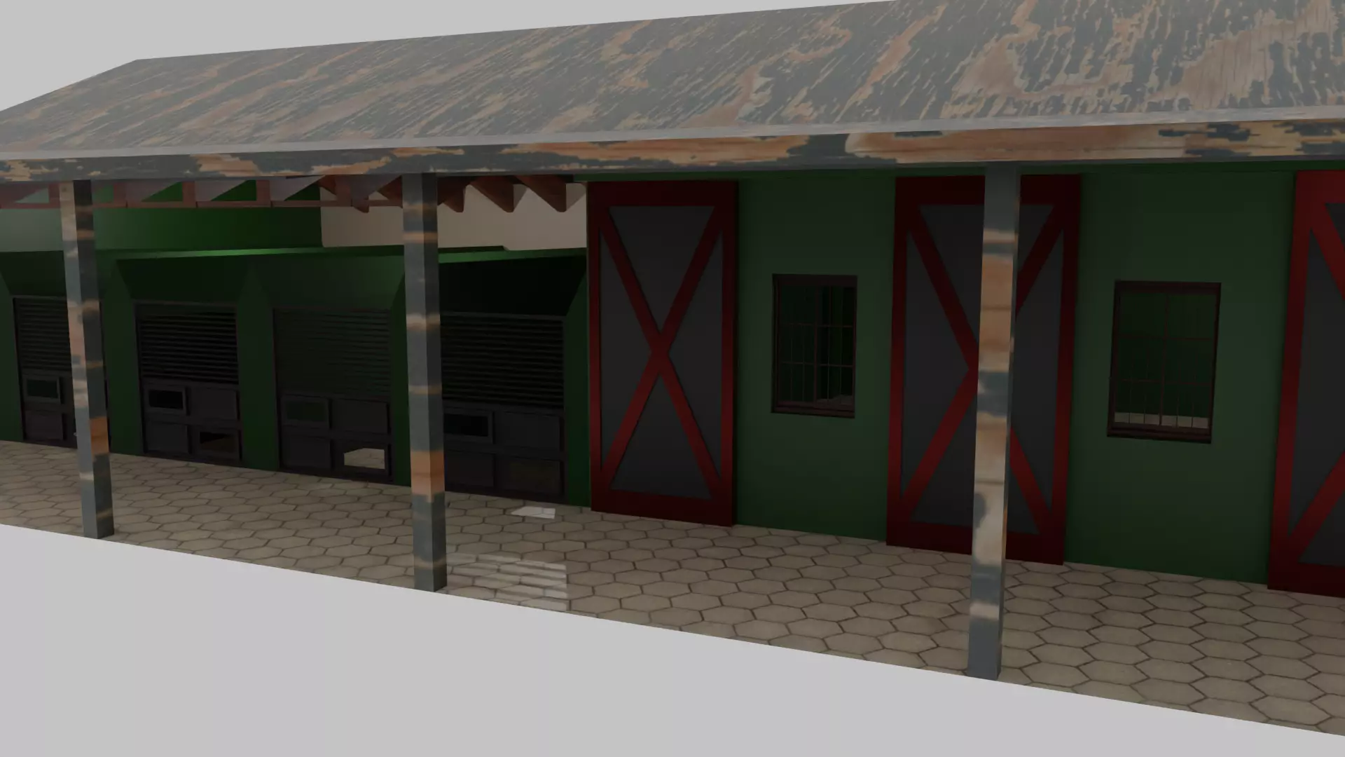 Horse Stable Low-poly 3D model_0