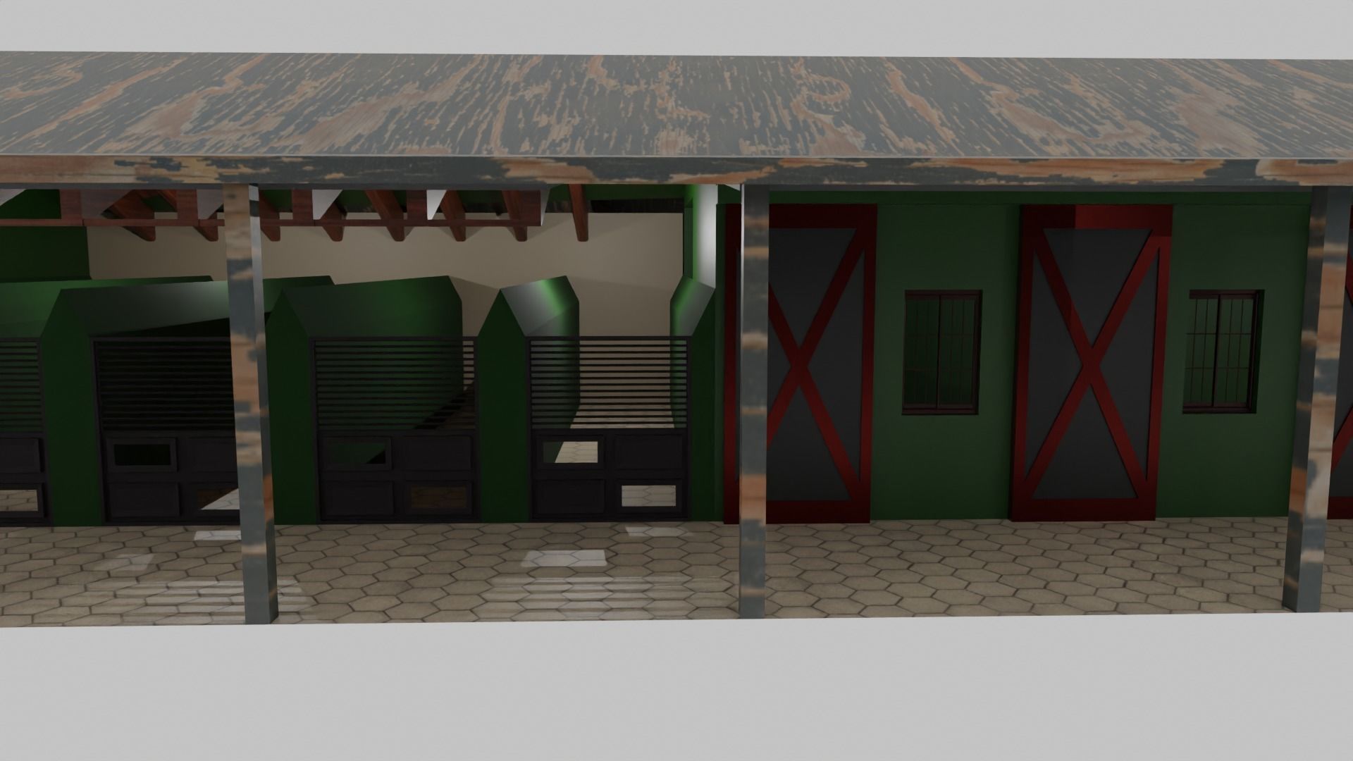 Horse Stable Low-poly 3D model_5