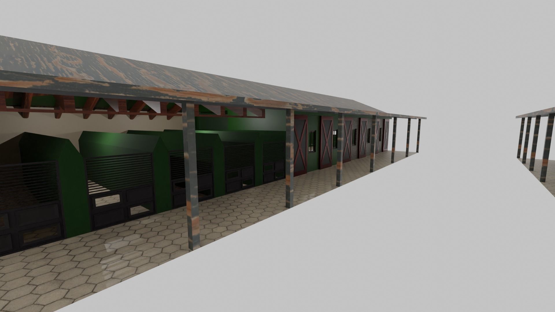 Horse Stable Low-poly 3D model_2