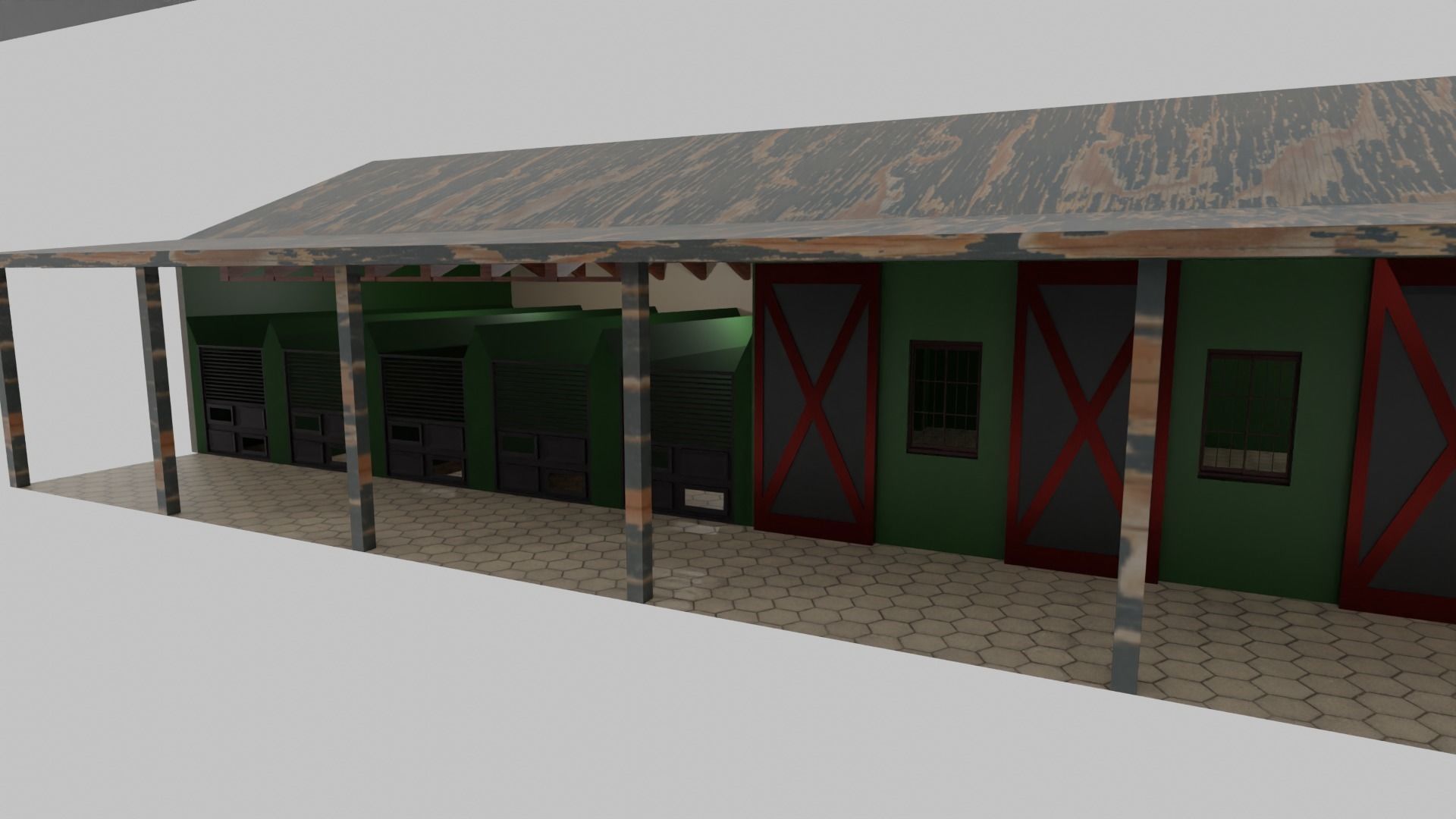 Horse Stable Low-poly 3D model_4