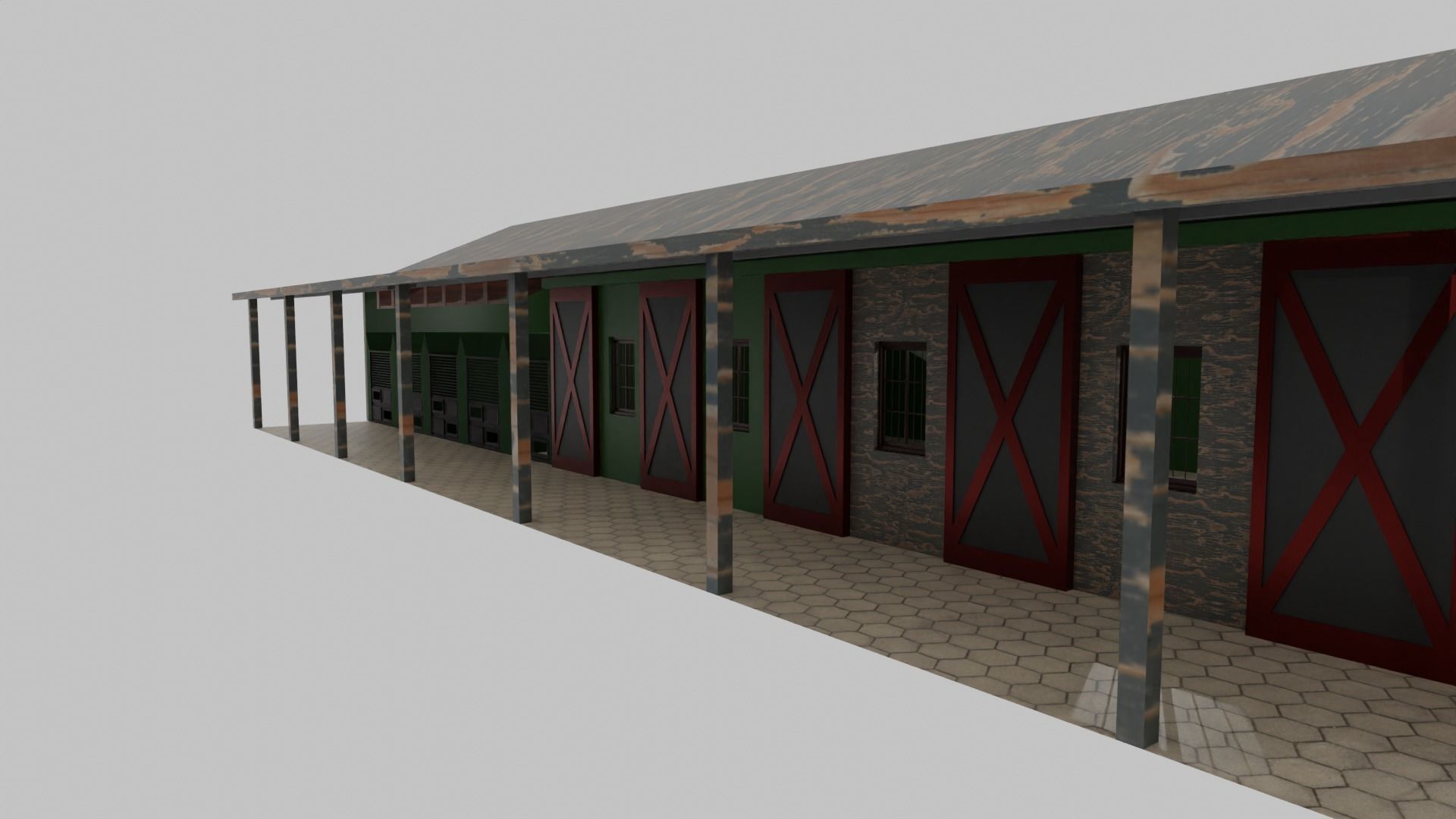 Horse Stable Low-poly 3D model_3