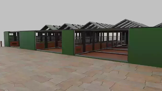Horse Stable Low-poly 3D model