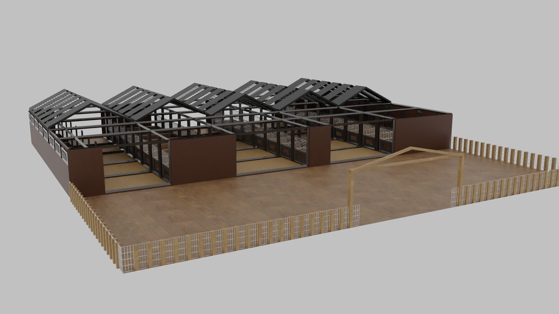 Horse Stable Low-poly 3D model_2